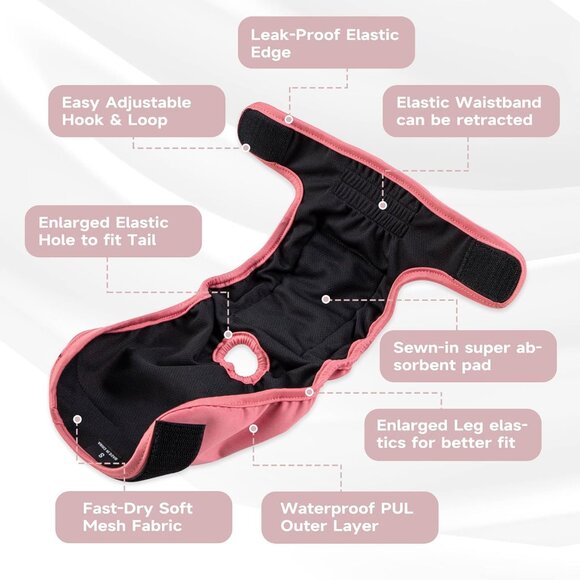 Paw Legend Washable Reusable Female Dog Period Diapers for Heat DoggieX-Small) - Picture 1 of 4